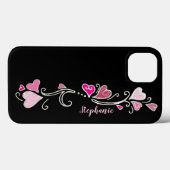 Pink Hearts Glitzer Akzent Doodle Art Case-Mate i iPhone Hülle (Rückseite (Horizontal))