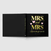 Pink Hearts Gold Mrs. & Mrs. Lesbian Wedding Gästebuch (Voll)