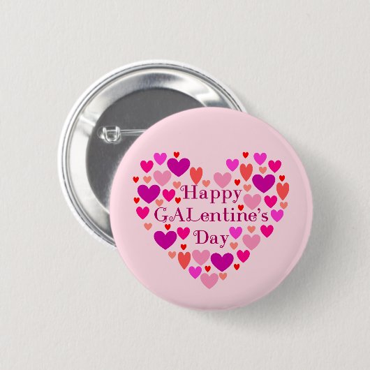 Pink Hearts Happy GALentines Day Button (Vorne & Hinten)