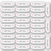 Pink Hearts Happy Mail Aufkleber (Vorderseite)