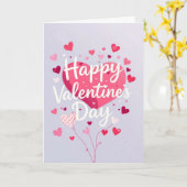 Pink Hearts Happy Valentine's Day Karte (Gelbe Blume)