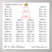 Pink Hearts Hochzeitsessen Sitzplan Poster (Vorne)