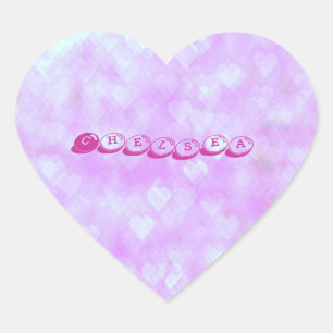 Pink Hearts - individuell anpassbare Namensaufkleb Herz-Aufkleber