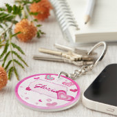 Pink Hearts Jeweled TWEEN PERSONALISIERT Sweet 16 Schlüsselanhänger (Vorderseite rechts)