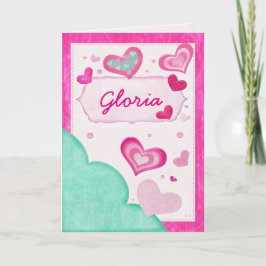 Pink Hearts Jewelen Custom Geburtstag Valentine Feiertagskarte