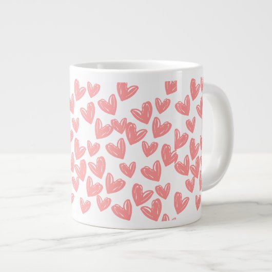 Pink Hearts Jumbo-Tasse (Vorderseite Rechts)