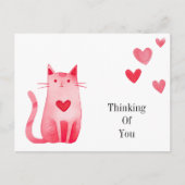 Pink Hearts Kitty Cat Denken Sie an Sie Postkarte (Vorderseite)