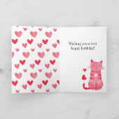 Pink Hearts Kitty Cat Geburtstag Karte (Innenseite)