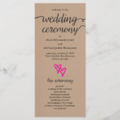 Pink Hearts Kraft Wedding Program Programm (Vorderseite)