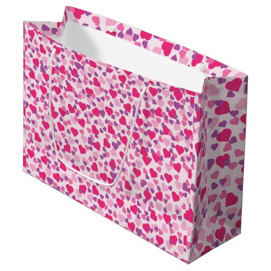 Pink Hearts Liebe Bag Große Geschenktüte (Vorderseite Schrägansicht)