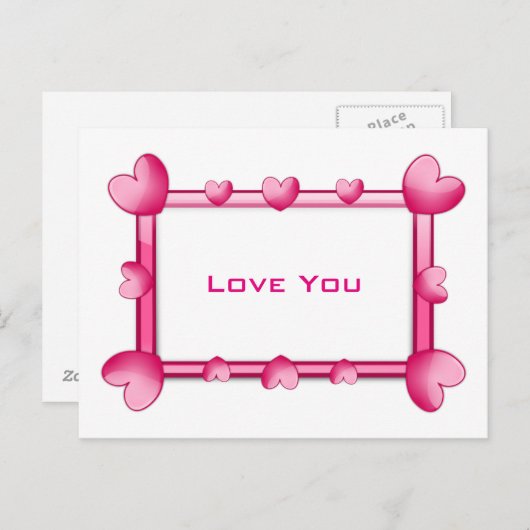 Pink Hearts Liebe Sie Postkarte (Vorne/Hinten)