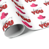 Pink Hearts Liebe Sie Stilvolle Typografie Valenti Geschenkpapier (Rolleneckpunkt)