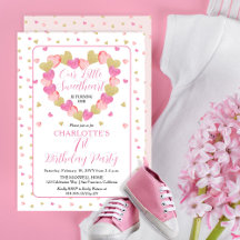 Pink Hearts Little Sweetheart 1. Geburtstag Party