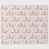 Pink Hearts Love Birds Valentine's Day Wedding Geschenkpapier (Flach)