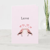 Pink Hearts Love Birds Valentine's Day Wedding Karte (Vorderseite)