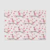 Pink Hearts Love Birds Valentine's Day Wedding Seidenpapier (Vorderseite)