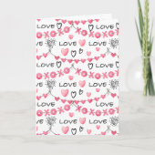 Pink Hearts Love Doodle Script Pattern Valentine's Karte (Vorderseite)