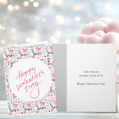 Pink Hearts Love Typography Happy Valentine's Day Karte
