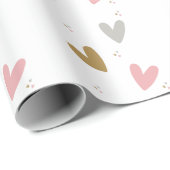 Pink Hearts Modern Simple Baby Shower Geschenkpapier (Rolleneckpunkt)
