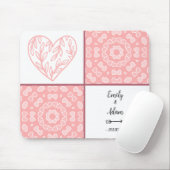 Pink Hearts Muster Couple Names Mousepad (Mit Mouse)