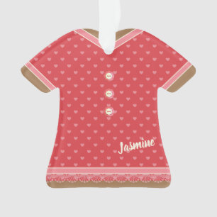 Pink Hearts Muster Dress Lace Trim Personalisiert Ornament