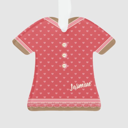 Pink Hearts Muster Dress Lace Trim Personalisiert Ornament (Vorderseite)