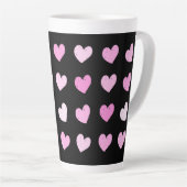 Pink Hearts Muster Latte Tasse (Rechte Ecke)