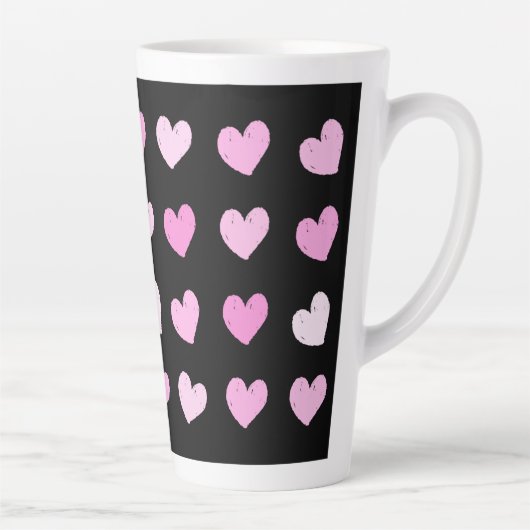 Pink Hearts Muster Latte Tasse (Rechts)