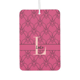Pink Hearts Muster Monogram und Name Custom Autolufterfrischer