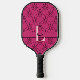 Pink Hearts Muster Monogram und Name Custom Pickleball Schläger