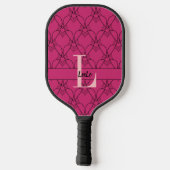 Pink Hearts Muster Monogram und Name Custom Pickleball Schläger (Rückseite)