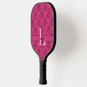Pink Hearts Muster Monogram und Name Custom Pickleball Schläger (Links)