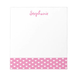 Pink Hearts Muster Personalisiert Girlaname Notizblock