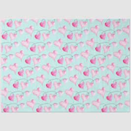 Pink Hearts Muster Wasserfarbe Seidenpapier