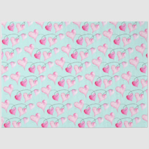 Pink Hearts Muster Wasserfarbe Seidenpapier