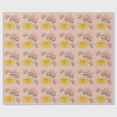 Pink Hearts Niedlich Sloth Pattern Baby Dusche Par Geschenkpapier (Flach)