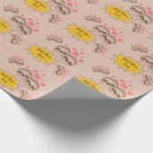Pink Hearts Niedlich Sloth Pattern Baby Dusche Par Geschenkpapier (Ecke)