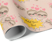Pink Hearts Niedlich Sloth Pattern Baby Dusche Par Geschenkpapier (Rolleneckpunkt)