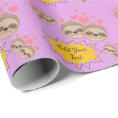 Pink Hearts Niedlich Sloth Pattern Baby Dusche Par Geschenkpapier (Rolleneckpunkt)