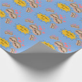 Pink Hearts Niedlich Sloth Pattern Baby Dusche Par Geschenkpapier (Ecke)