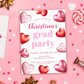 Pink Hearts Niedlich Stylish Graduation Party Einladung