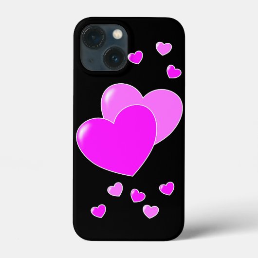 Pink Hearts on Black - niedlich Case-Mate iPhone Hülle (Rückseite)