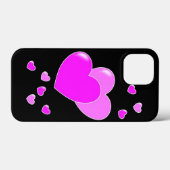 Pink Hearts on Black - niedlich Case-Mate iPhone Hülle (Rückseite (Horizontal))