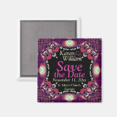 Pink Hearts on Black Save the Date Wedding Magnet (Vorderseite/Rückseite)