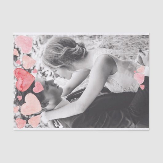 Pink Hearts Overlay Add Your Own Photo Seidenpapier (Vorderseite)