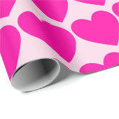 Pink hearts Pastel Pink Background Wrapping Paper Geschenkpapier (Rolleneckpunkt)
