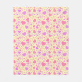 Pink Hearts Pattern 01 Lyellow BG Fleecedecke (Vorderseite)