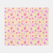 Pink Hearts Pattern 01 Lyellow BG Fleecedecke (Vorderseite (Horizontal))