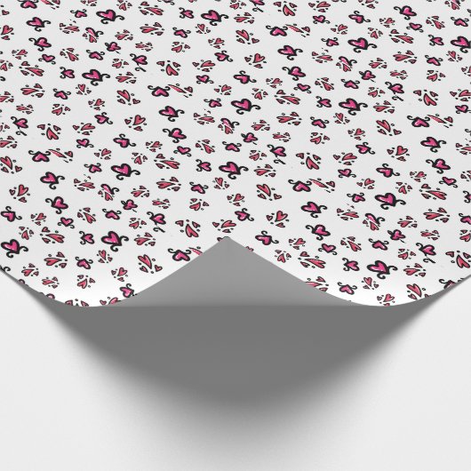 Pink Hearts Pattern – Cute Doodle Design Geschenkpapier (Ecke)