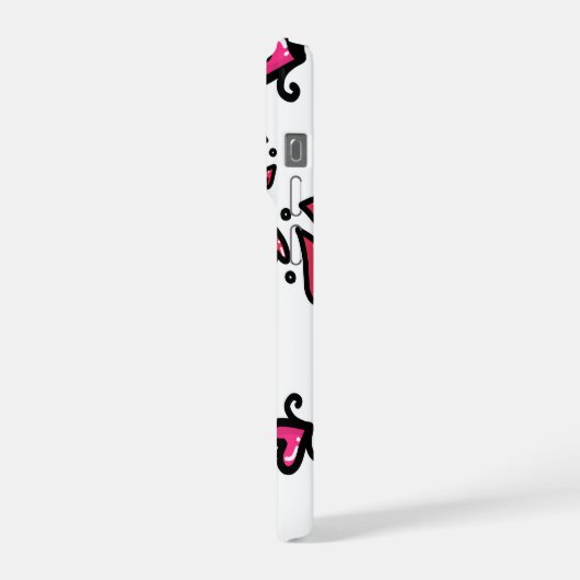 Pink Hearts Pattern – Cute Doodle Design iPhone Hülle (Linke Seite)